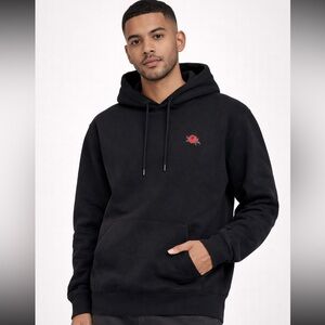 Black Hoodie with Rose Embroidery